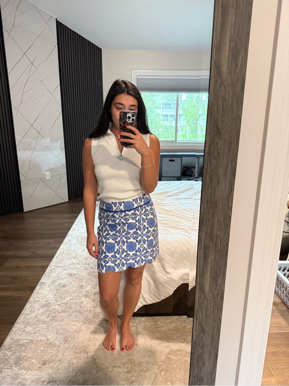 Vineyard Vines Blue and White Floral Mini Skirt